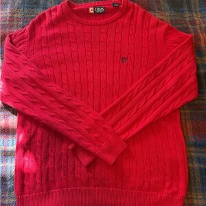 Chaps Men's Red Cable Knit Sweater